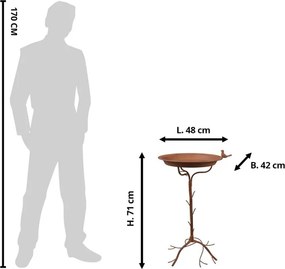 Hrdzavé kovové krmítko pre vtáčiky na nohe - 48*42*71 cm