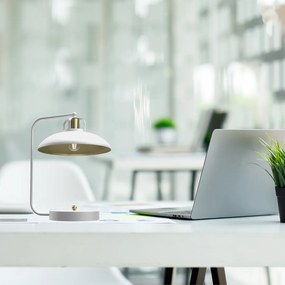Stolná lampa Felix, 1x zlaté/biele kovové tienidlo, w/g