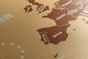 Obraz  moderná mapa Európskej únie v hnedom prevedení