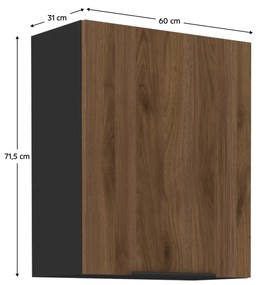 Horná kuchynská skrinka Menzo 60 G-72 1F - čierna / orech