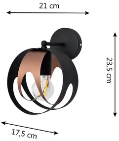 Nástenné svietidlo MOONLIGHT 1xE27/15W/230V čierna/medená