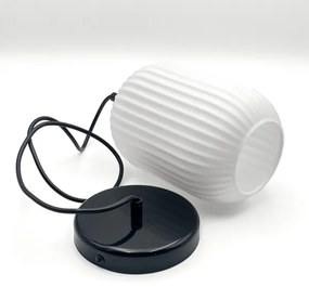 Luster na lanku HARMA 1xE27/15W/230V pr. 14 cm biela/čierna