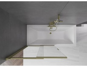 Mexen Fox, 2-krídlová posuvná vaňová zástena 100 × 150 cm, 5mm číre sklo, zlatý matný profil, 891-100-002-55-00