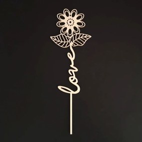 AMADEA Drevený zápich kvetina - Love, dĺžka 28 cm
