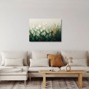 Sklenený obraz - Zlato-zelené listy (70x50 cm)