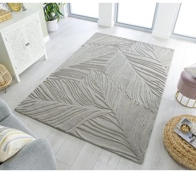 Sivý vlnený koberec Flair Rugs Lino Leaf, 160 x 230 cm