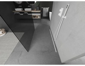 Mexen Kioto, priechodná sprchová zástena 100 x 200 cm, grafit 8 mm, 2x biela stabilizačná rozpera, 800-100-002-20-40