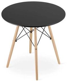 Jedálenský stôl 80 cm čierny s hnedými nohami