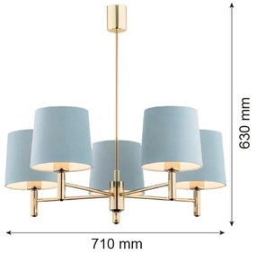 Argon 2106 - Luster na tyči PONTE 5xE27/15W/230V mosadz/krémová