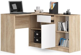 Rohový PC stolík Bahar  (dub sonoma + biela). Vlastná spoľahlivá doprava až k Vám domov. 1069961