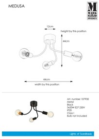 Markslöjd 107930 - Prisadený luster MEDUSA 3xE27/20W/230V