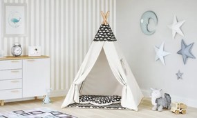 Detský stan Tipi obláčiky čierny / béžový