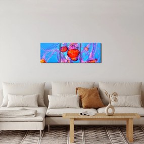 Obraz medúz v mori (s hodinami) (90x30 cm)