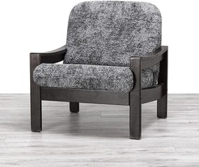 Bielastické poťahy MARMO šedé kreslo s drevenými rúčkami (š. 40 - 70 cm)