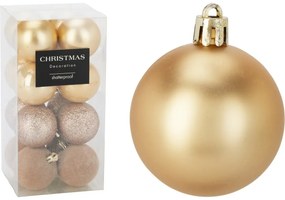Súprava 16 ks vianočných ozdôb Festive Sparkles, zlatá, pr. 5 cm, plast
