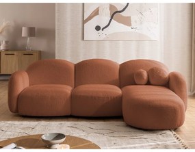 Terakotová rohová pohovka z textílie buklé (pravý roh/s leňoškou) Orbit – Ropez