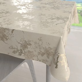 Biante Veľký zamatový štvorcový obrus Isabela Flower IBL-023 Zlaté kvety na krémovom 250x250 cm