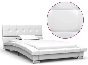 vidaXL Posteľný rám biely 200x90 cm umelá koža