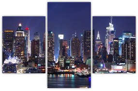 Obraz - Osvetlené New Yorské mrakodrapy (90x60 cm)