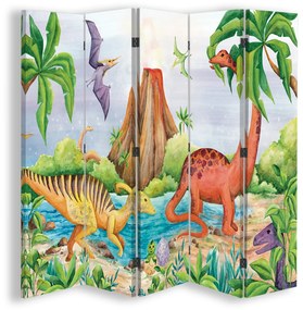 Gario Paraván Dinosaury pri jazere Rozmery: 180 x 170 cm, Prevedenie: Otočný paraván 360°