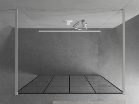 Mexen Kioto, priechodná sprchová zástena 140 x 200 cm, 8mm sklo číre/čierny vzor, 2x biela stabilizačná rozpera, 800-140-002-20-77