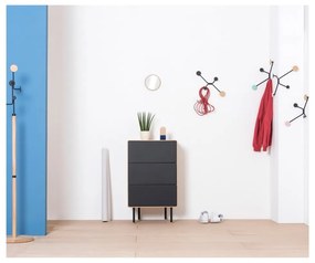 Vysoká komoda z dubového dreva v čierno-prírodnej farbe 60x100 cm Fina - Gazzda