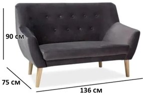 Tmavosivá 2-miestna pohovka NORDIC VELVET