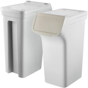 Odpadkové koše / Koše na špinavú bielizeň sada 4x25l, STACKBOX - bielo-sivá