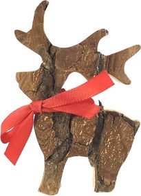 AMADEA Drevený jeleň s kôrou, masívne drevo, výška 8 cm