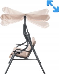 Garden Line ZÁHRADNÁ HOJDAČKA 170 x 110 x 153 CM TMAVOBÉŽOVÁ BEZ OPIERKY NA NOHY. S DRŽIAKMI NA POHÁRE