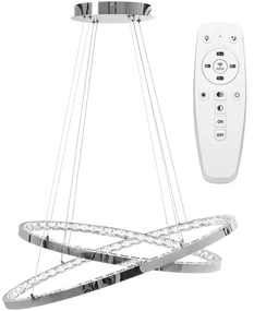 Toolight Toolight, LED krištáľové svietidlo 70x40,5cm, APP771-3CP, strieborná, OSW-05022