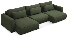 Khaki rozkladacia/s úložným priestorom rohová pohovka (do tvaru "U") Kapua – Makamii