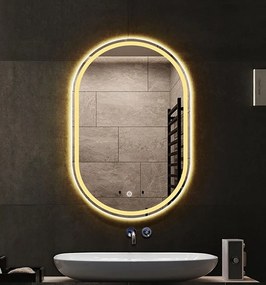 Oválné dotykové zrcadlo s LED osvětlením HALLO DDJ 80x60 cm