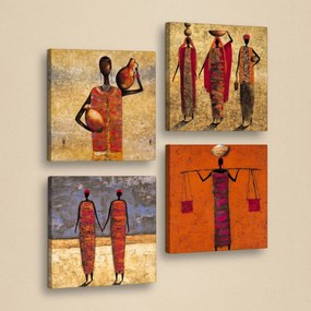 Súprava obrazov AFRICAN WOMEN 33 x 33 cm 4 kusy