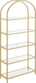 Sklenená knižnica Vasagle Montrie 183,5 cm zlatá