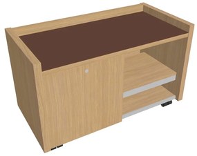 Mobilný kontajner Verno 100 x 50 cm so sklom, ľavý, dub svetlý / hnedá