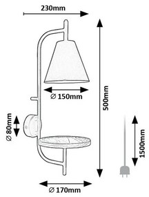 Rabalux 71293 nástenná industriálna lampa Azome