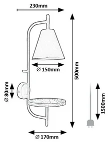 Rabalux 71293 nástenná industriálna lampa Azome