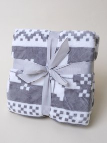 Deka mikroplyš 150 × 200 cm – Vianoce sivé