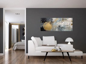 Obraz - Abstrakcia so zlatou guľou (120x50 cm)