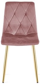 Set troch jedálenských stoličiek LIBRA zamatové, ružové / zlaté nohy (3 ks)