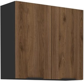 Horná kuchynská skrinka Manana 80 G 72 2F (korpus: čierna matná + front: orech okapi). Vlastná spoľahlivá doprava až k Vám domov. 1134958