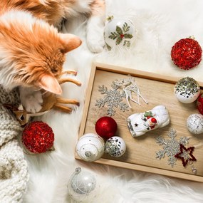 VIANOČNÁ BANKA NA STROMČEK SADA 4 KS (FI)10 CM BIELA