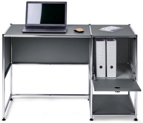 Kovový písací stôl »CN3« s výklopnými dvierkami, sivý