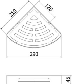 Mexen Laxo-C, rohová polička, chrómová, 70A8513-00