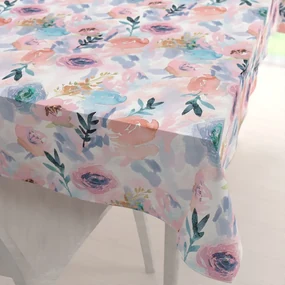 Biante Zamatový obdĺžnikový obrus Tamara TMR-030 Ružovo-modré akvarelové kvety 130x180 cm