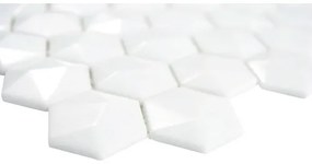 Sklenená mozaika Arctic 01 Hexagon Eco biela 3D 29x30 cm