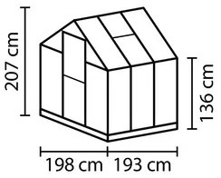 Skleník Vitavia Triton 3800 polykarbonát 4 mm 198x193 cm čierny vr. základového rámu