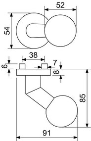 Dverné gule Richter KNOB 02 FIXNÉ (CE), Guľa Knob 02 fixná, RICHTER Čierna matná