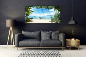 Obraz na akrylátovom skle More loďka krajina 120x60 cm